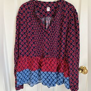 Gap Plus Size Shirt - XXL - red and blue floral